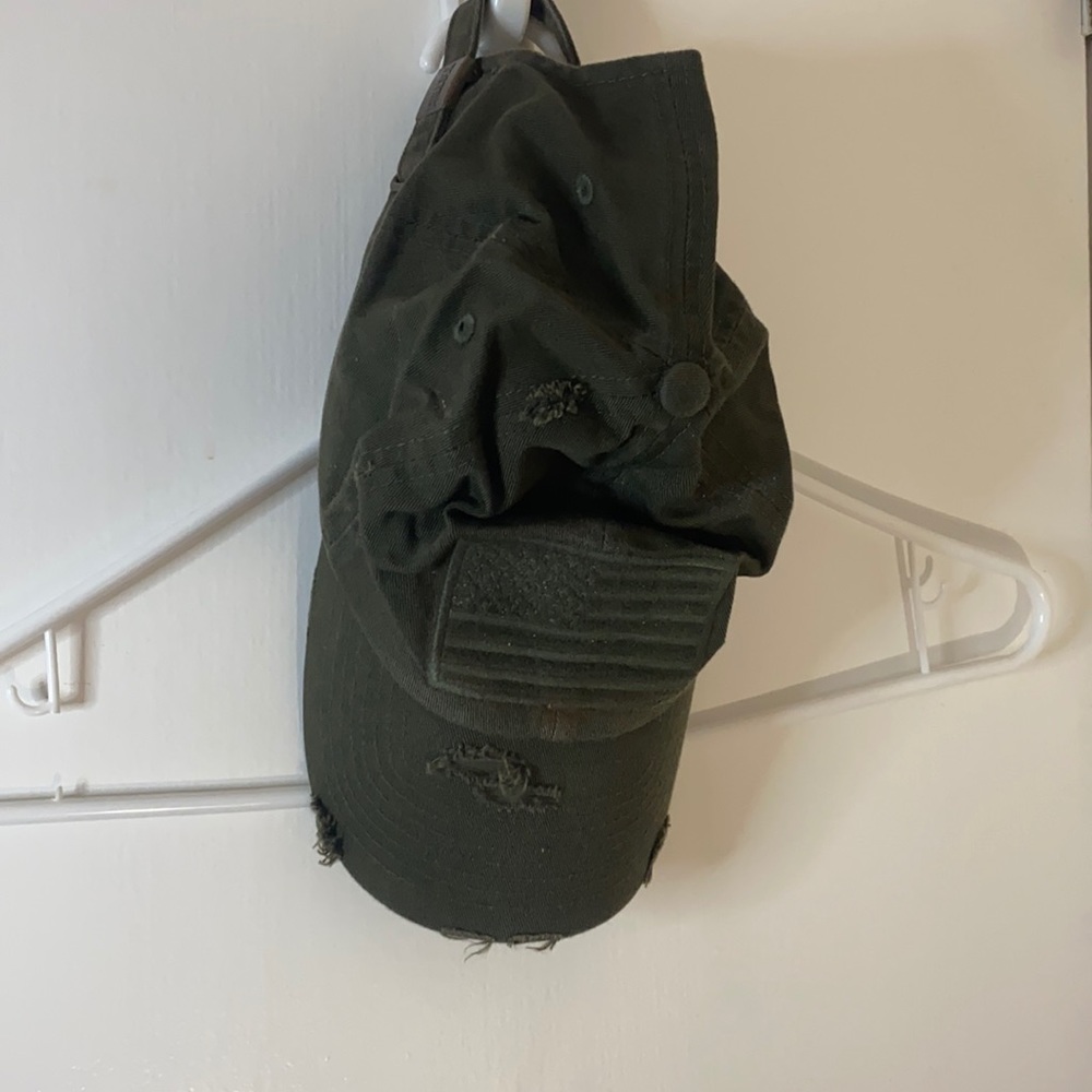 Navy Green Distressed Baseball Hat